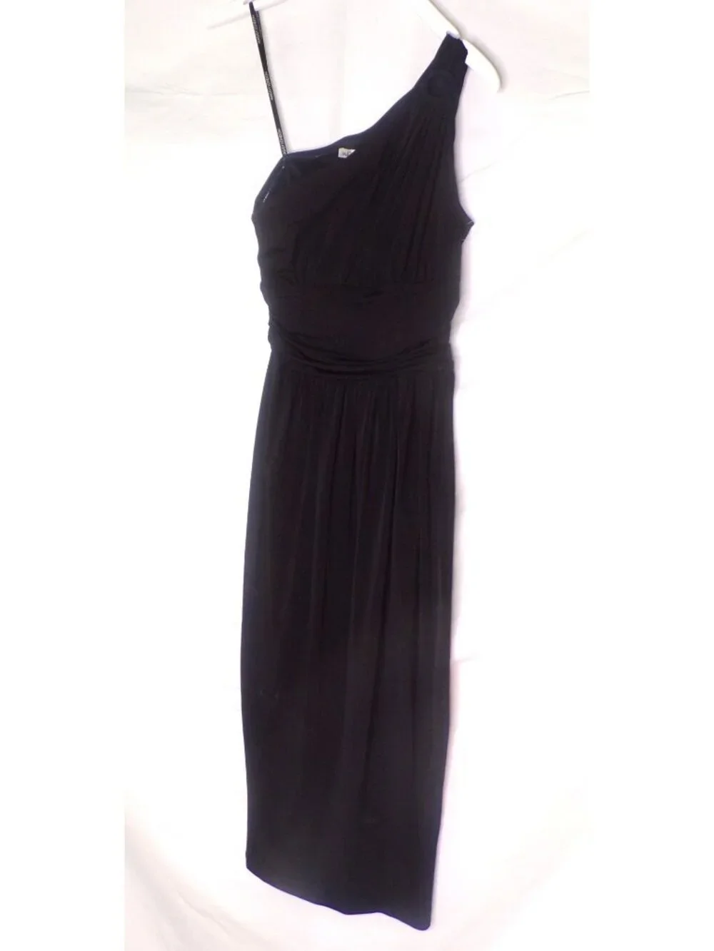 🆕 MAGGY LONDON One Shoulder Stretch Jersey Dress Black 4 - Picture 3 of 8